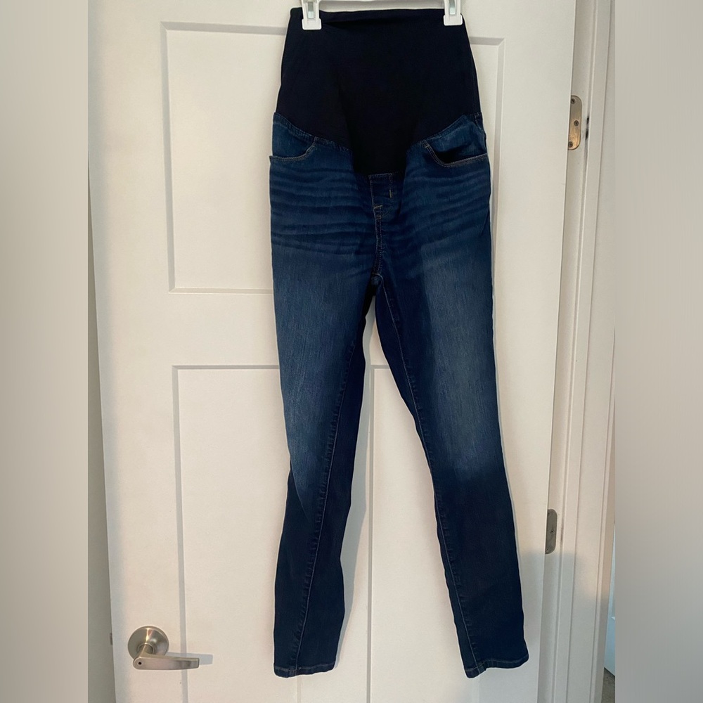 Maternity High-Waisted Belly Band Blue Denim Jeggings